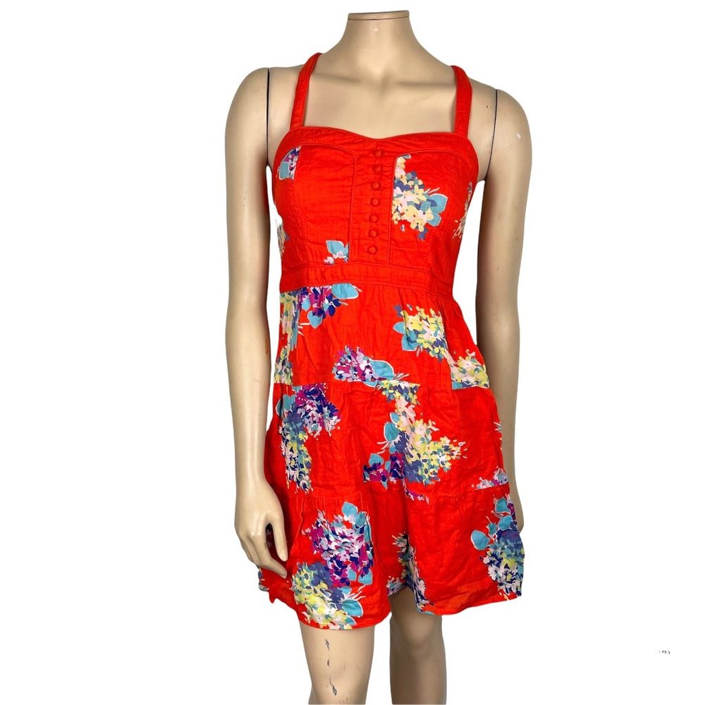 American Eagle Orange Floral Sundress 6